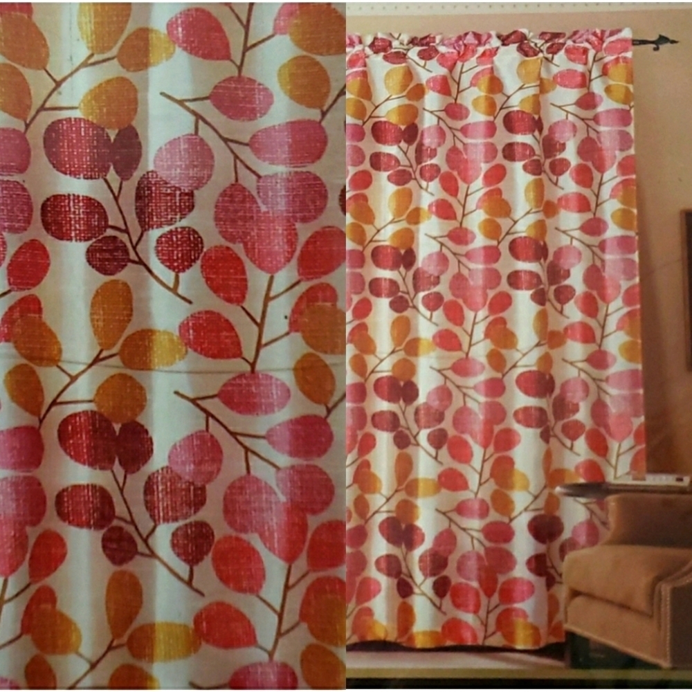 Vivatex Flora Printed Faux Silk Rod Pocket Panel Curtain 60"Wx84"L